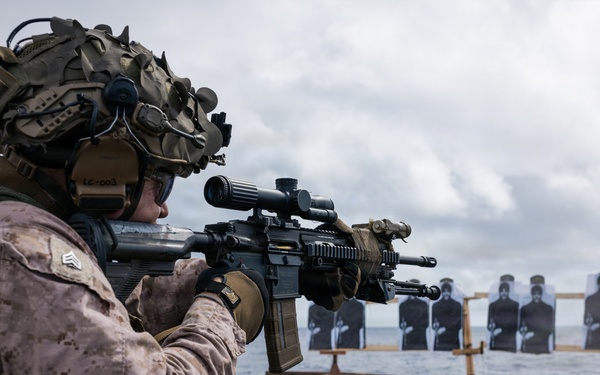 11th MEU Marines, Sailors Conduct Marksmanship Training aboard USS Portland
