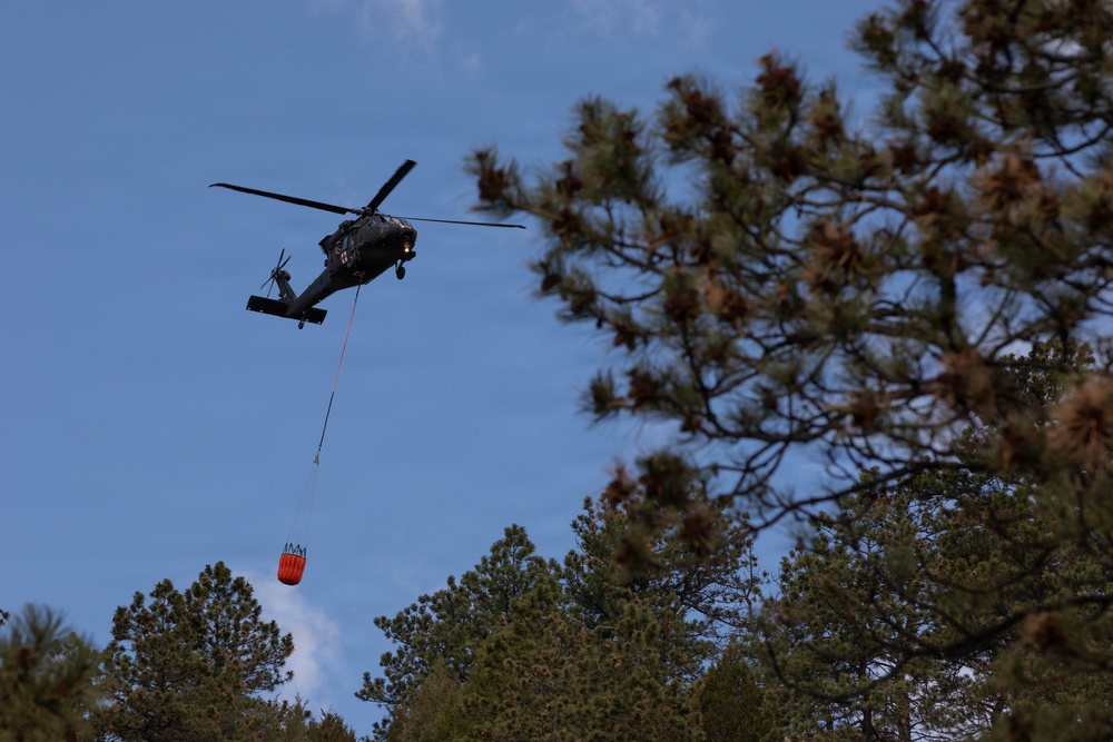 South Dakota National Guard conducts Black Hawk wildfire suppression drill at Angostura Reservoir