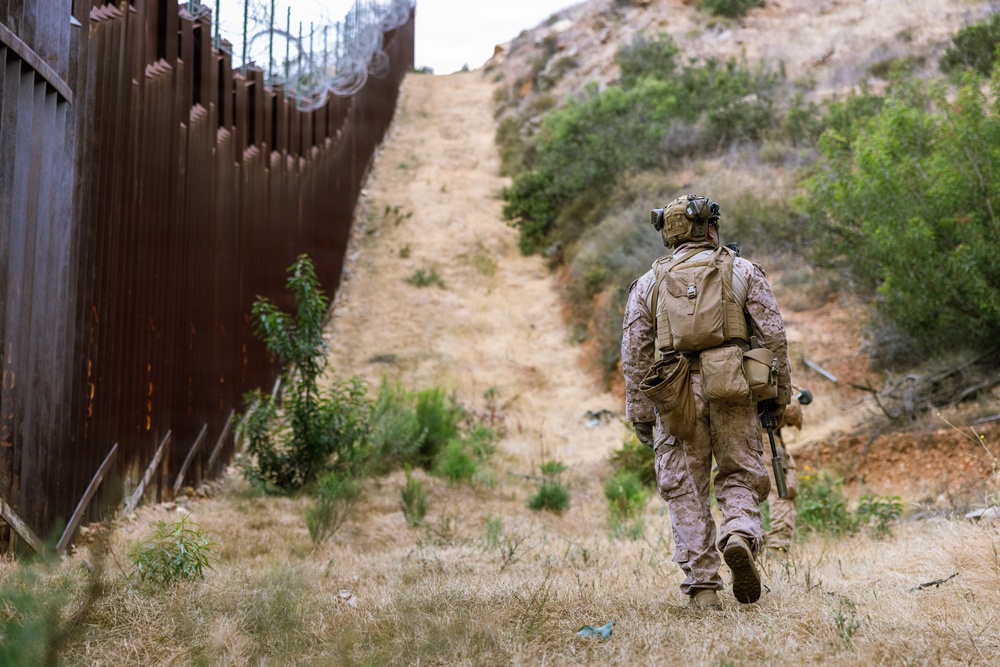 JTF-SB Marines and Sailors patrol along Southern Border