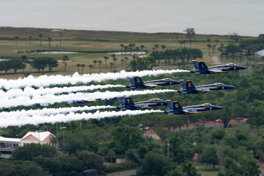 U.S. Navy Blue Angels Perform Practice Run Ahead of 2026 Charleston Airshow
