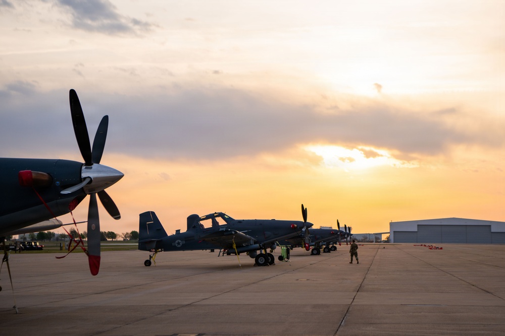 OA-1K Skyraider II Oklahoma sunrise flightline photos