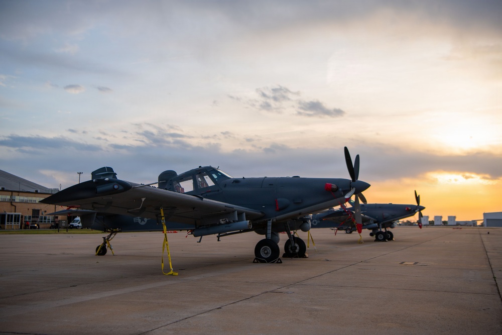 OA-1K Skyraider II Oklahoma sunrise flightline photos