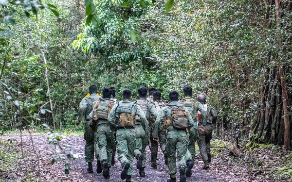 Multinational Soldiers Tackle 10K Run during the 2026 Pacific Land Forces Team Readiness Challenge.