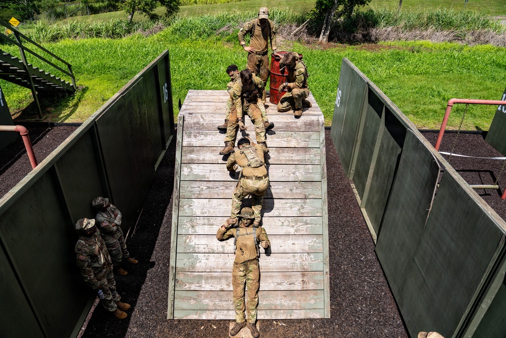 Multinational Soldiers take on the Leadership Reaction Course at the 2026 Pacific Land Forces Team Readiness Challenge