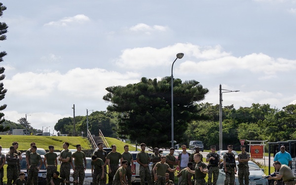 Marines and Japanese Security Guards conduct OC Spray training at Camp Foster