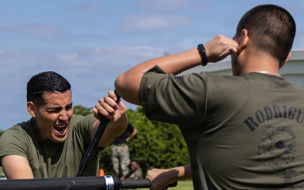 Marines and Japanese Security Guards conduct OC Spray training at Camp Foster
