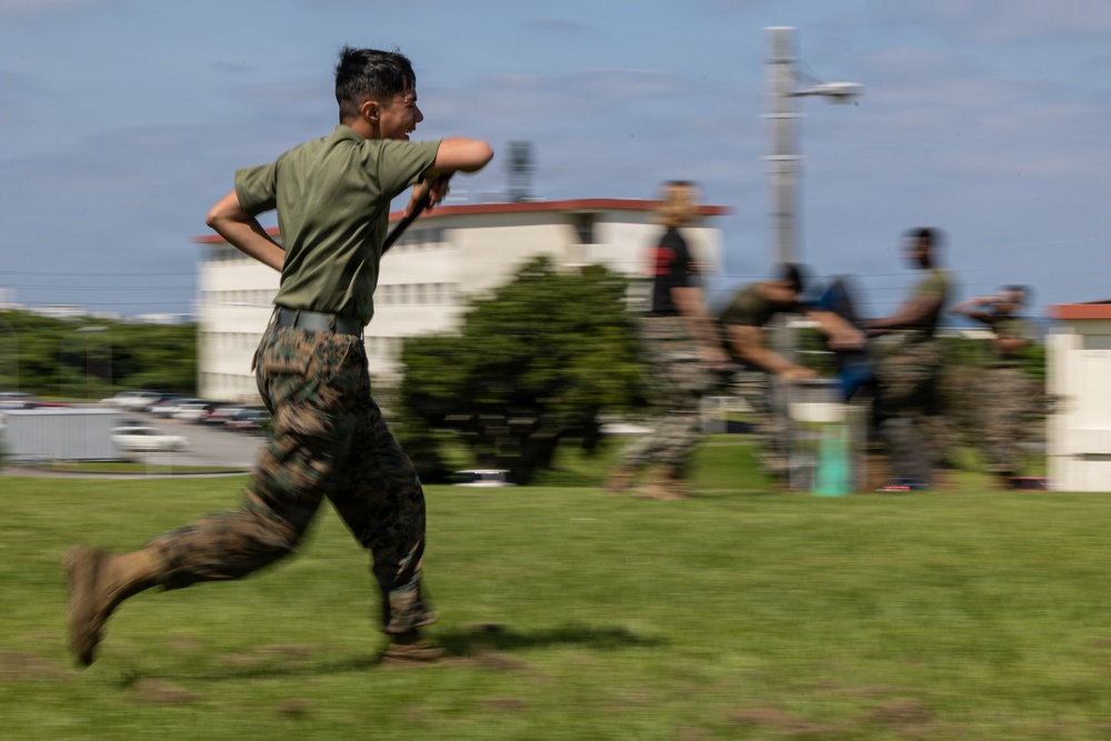 Marines and Japanese Security Guards conduct OC Spray training at Camp Foster