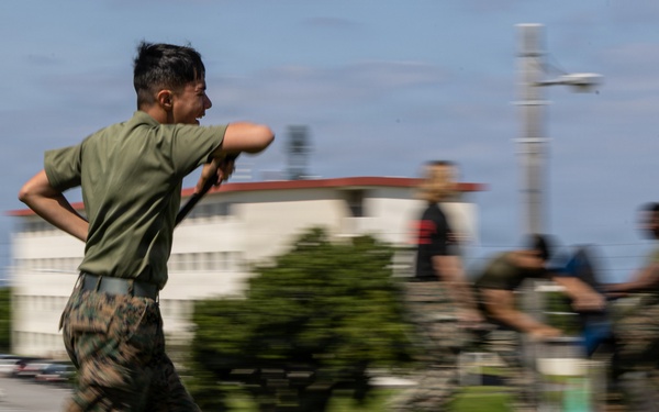 Marines and Japanese Security Guards conduct OC Spray training at Camp Foster