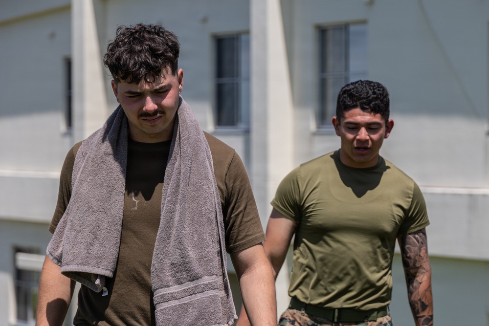 Marines and Japanese Security Guards conduct OC Spray training at Camp Foster