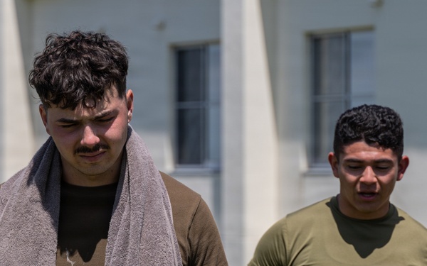 Marines and Japanese Security Guards conduct OC Spray training at Camp Foster