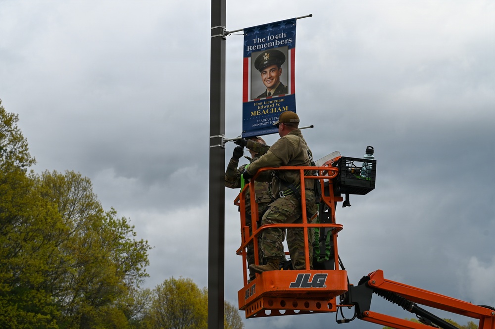 104th Fighter Wing Hangs Banners Honoring Fallen Barnestormers