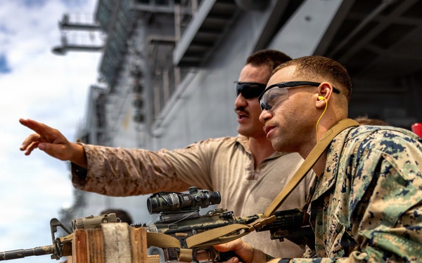 11th MEU Marines, Sailors Conduct Marksmanship Training Aboard USS Boxer