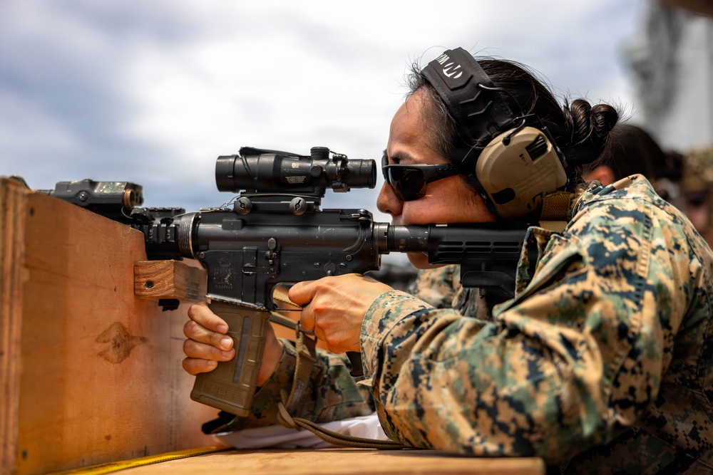 11th MEU Marines, Sailors Conduct Marksmanship Training Aboard USS Boxer