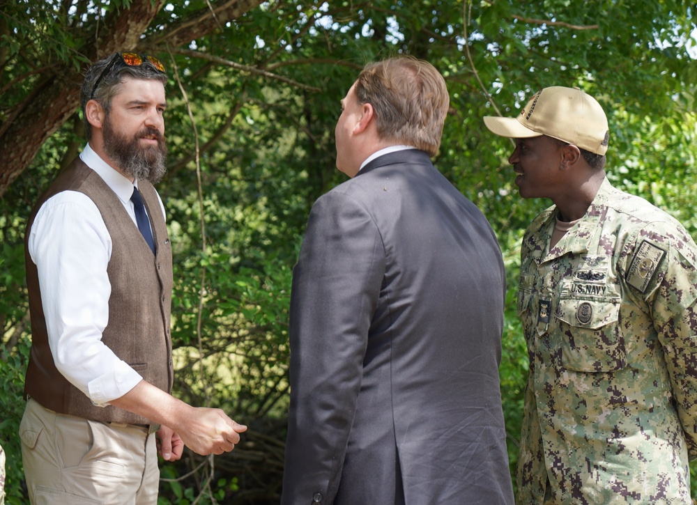 Personnel assigned to Naval Weapons Station Yorktown recognized at Landing Zone Mason during Distinguished Visit