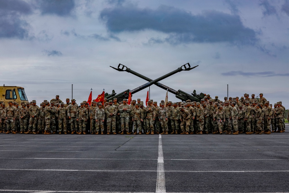 The 1-487th Field Artillery Regiment Change of Command Ceremony
