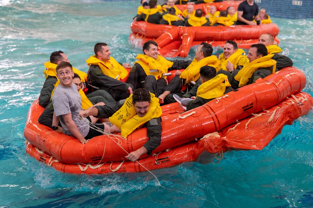 Airmen Participate in Operations Water Survival Training for Aircrew