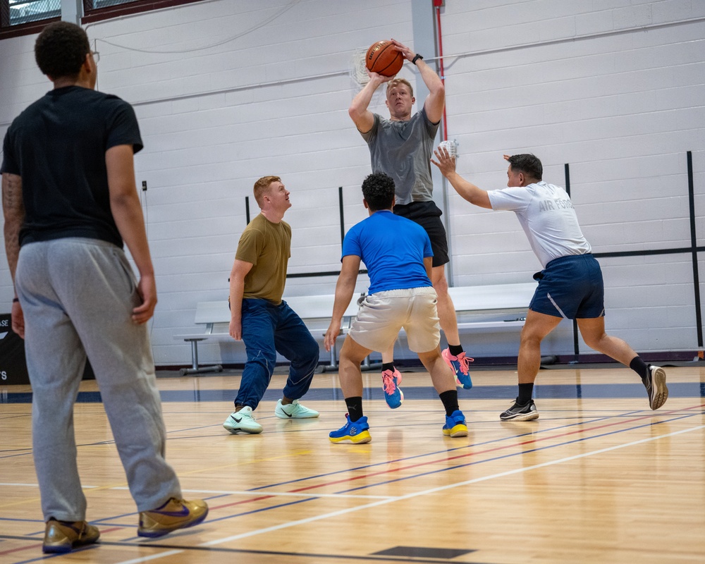 302d Airlift Wing Airmen Participate in a Basketball Social