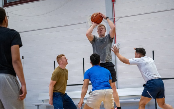 302d Airlift Wing Airmen Participate in a Basketball Social