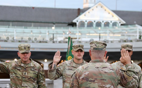 U.S. Army National Guard Soldiers of the 149th MEB Re-Enlist at Churchill Downs before the 152nd Running of the Kentucky Derby