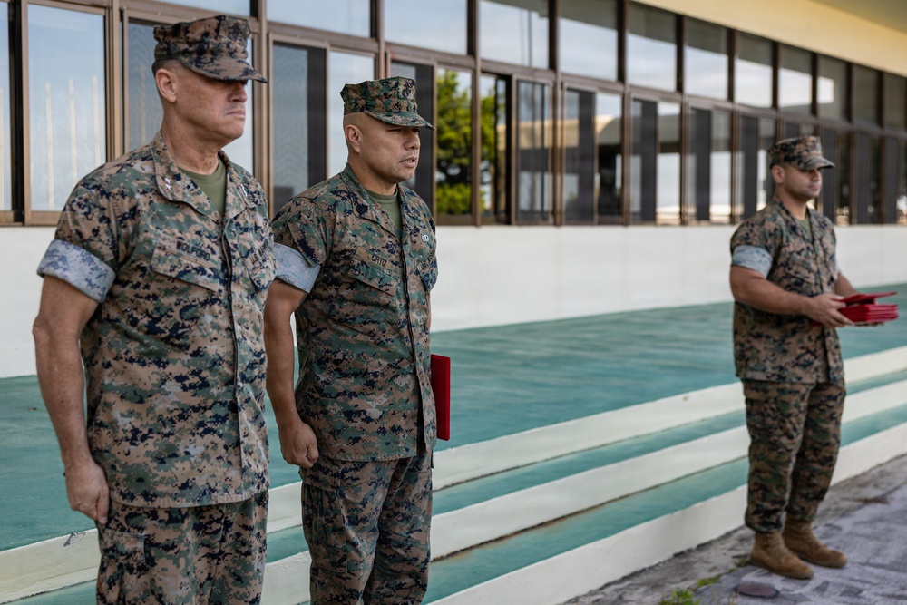 MCIPAC Officials award Marines, Sailors and members of the Okinawa Defense Bureau