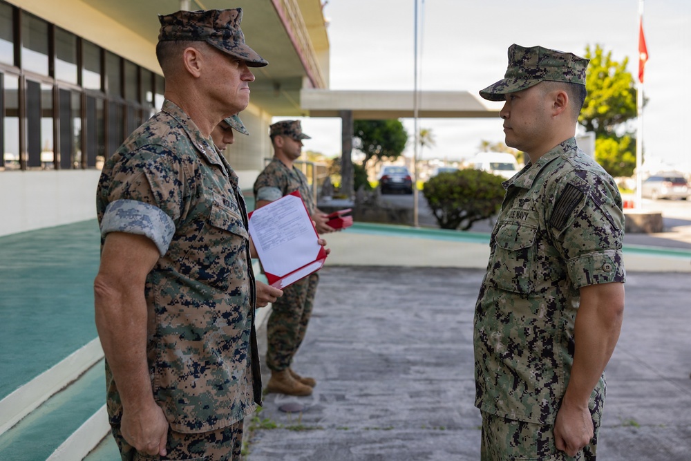 MCIPAC Officials award Marines, Sailors and members of the Okinawa Defense Bureau