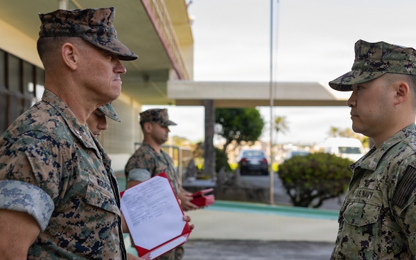 MCIPAC Officials award Marines, Sailors and members of the Okinawa Defense Bureau