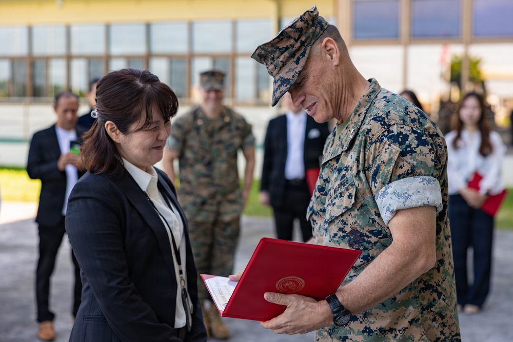 MCIPAC Officials award Marines, Sailors and members of the Okinawa Defense Bureau