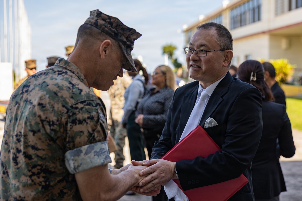 MCIPAC Officials award Marines, Sailors and members of the Okinawa Defense Bureau