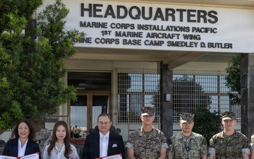 MCIPAC Officials award Marines, Sailors and members of the Okinawa Defense Bureau