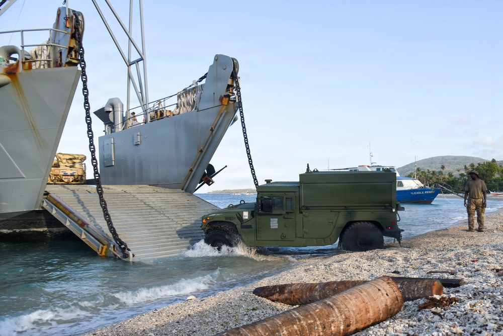 Balikatan 2026: U.S. Marines, Soldiers load HIMARS and NMESIS on LCU