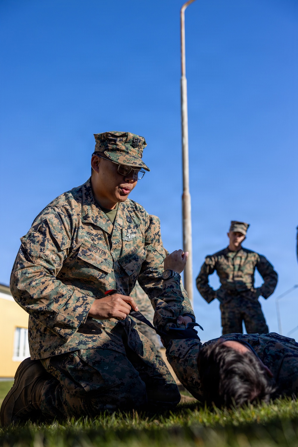 CLB-24 hones medical readiness by conducting tier I TCCC class in Swedish environment