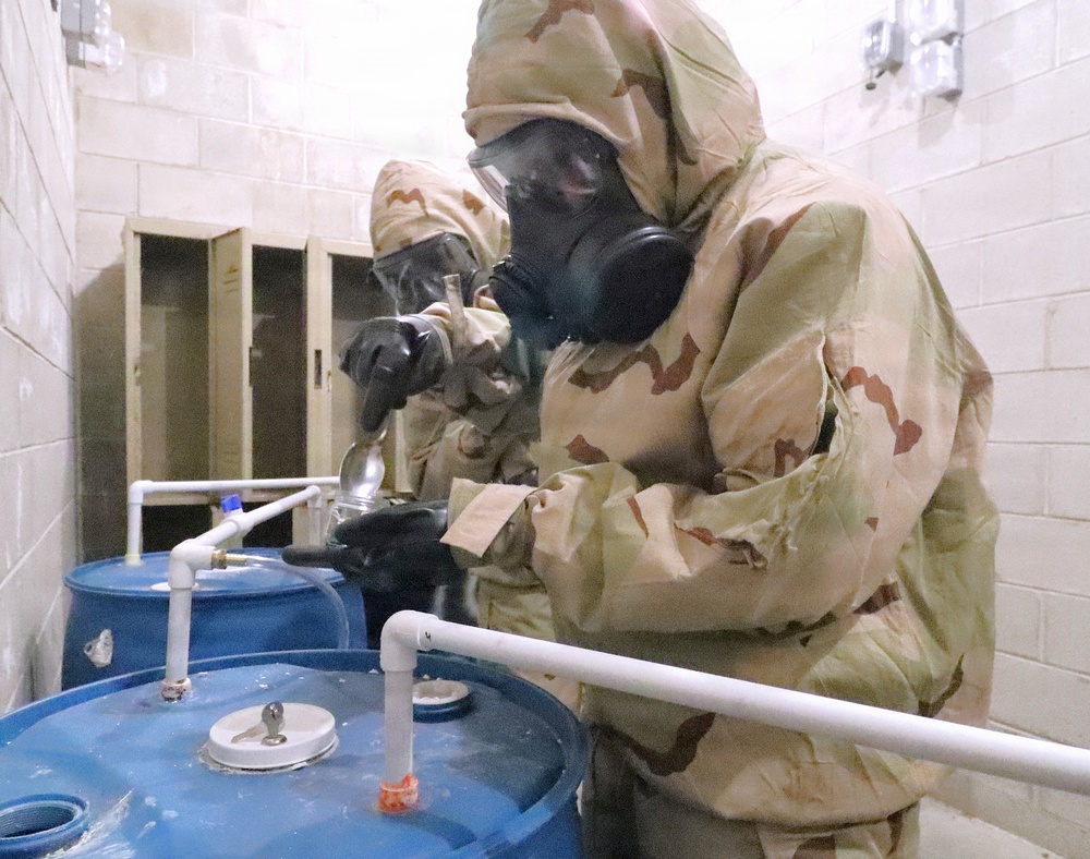 JB MDL- 231st Chemical Company Soldiers Collect Samples in MOPP 4 Gear
