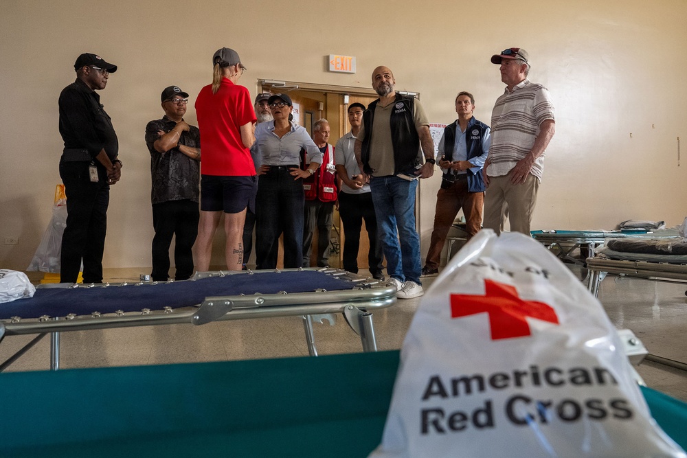 Officials survey public building damages across Saipan and visit American Red Cross shelter
