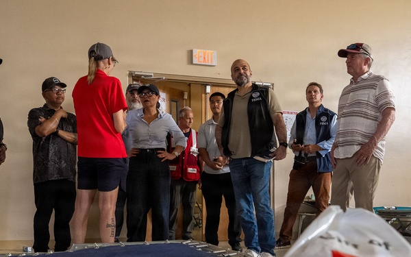 Officials survey public building damages across Saipan and visit American Red Cross shelter