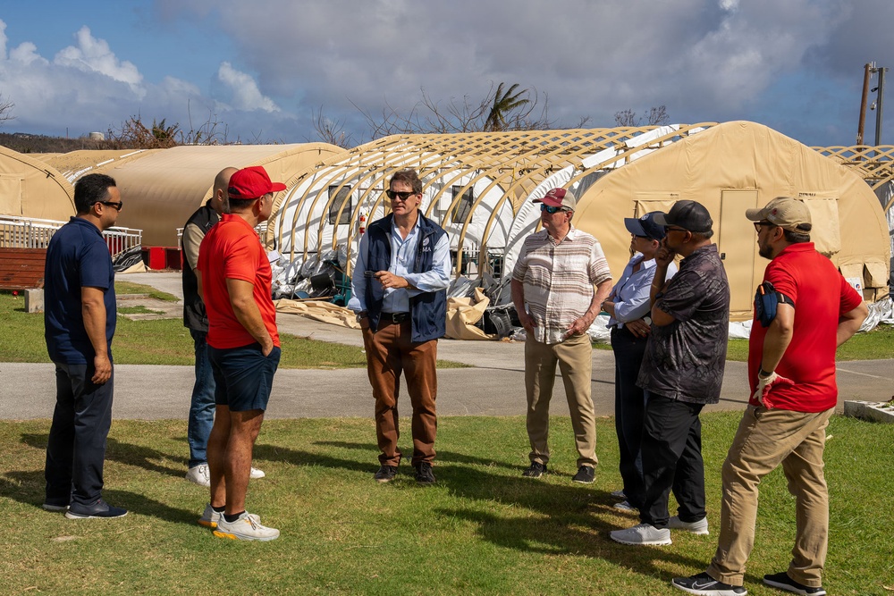 Officials survey public building damages across Saipan and visit American Red Cross shelter