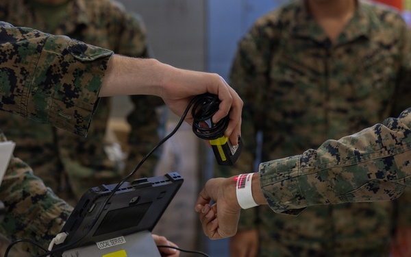 U.S. Marines conduct evacuation control center training in Sweden