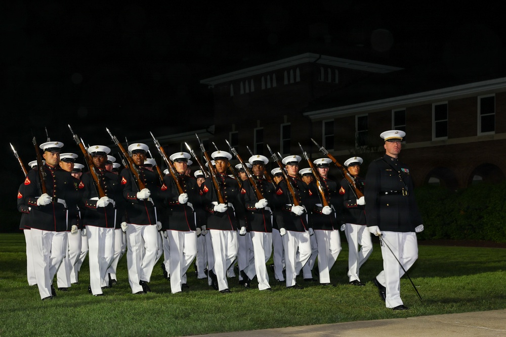 Marine Barracks Washington Hosts Col. Barnum at Evening Parade