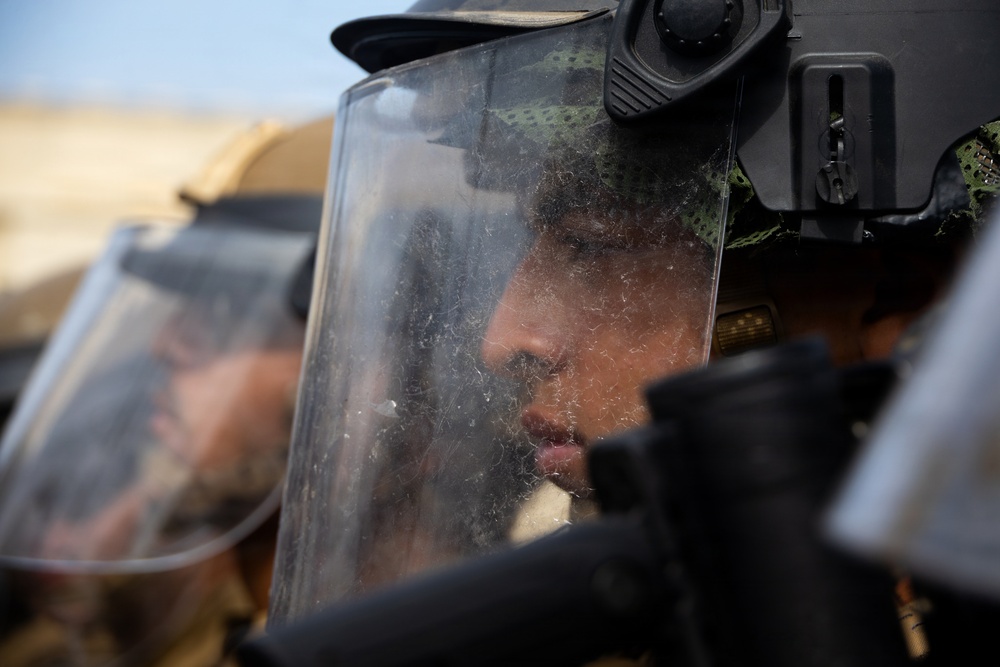 U.S. Marines with 2nd Bn., 5th Marines participate in non-lethal weapons course