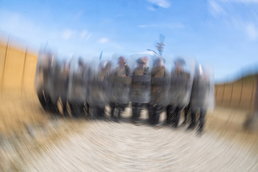U.S. Marines with 2nd Bn., 5th Marines participate in non-lethal weapons course