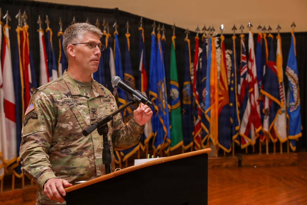 Chaplain (Col.) David A. Bowlus speaks at Fort Bliss Community Prayer Breakfast