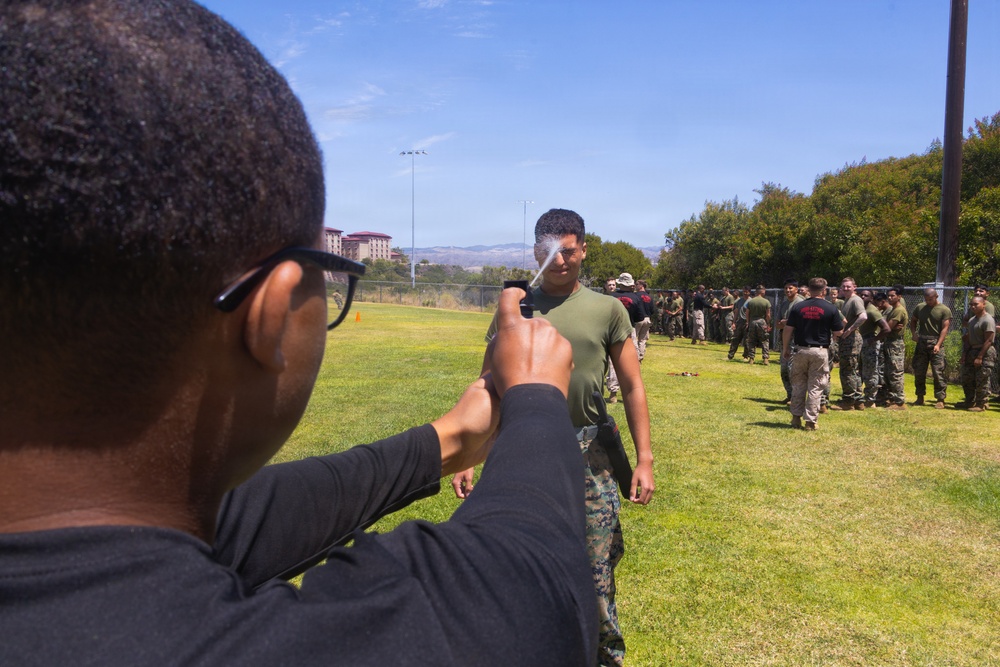 U.S. Marines with 2nd Bn., 5th Marines, participate in non-lethal weapons course