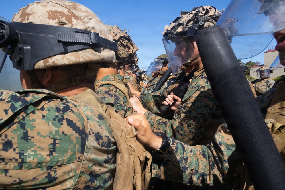 U.S. Marines with 2nd Bn., 5th Marines, participate in non-lethal weapons course