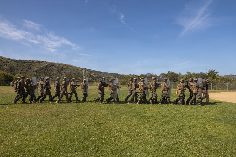 U.S. Marines with 2nd Bn., 5th Marines, participate in non-lethal weapons course
