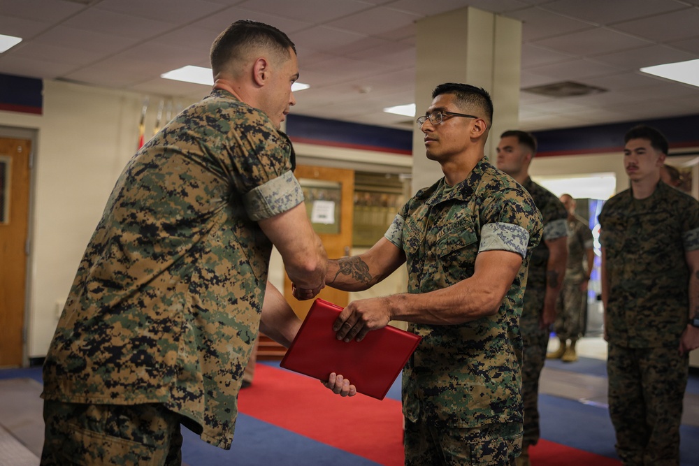 6th Marine Corps District Cpl. Yovanik Calderon Promotion