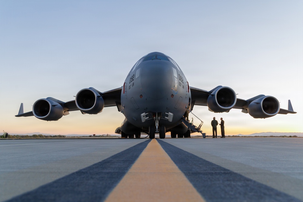 Flight Test Engineers prepare C-17 for high-altitude air drops at Edwards Air Force Base