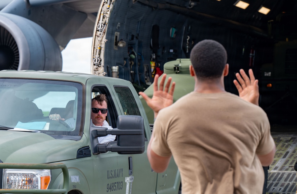 C-5 Support for Seabees at Diego Garcia