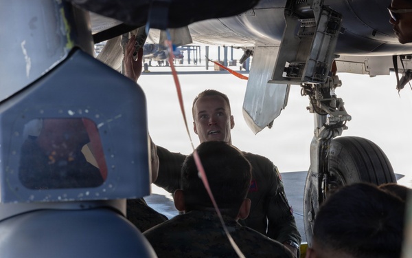 Exercise Garnet Rattler: U.S. Marines conduct range safety brief, F-15E Strike Eagle familiarization, CASEVAC ROC walk