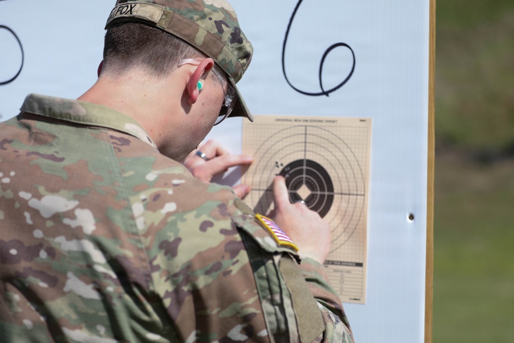 Region II Best Warrior Competitors zero their M4 carbine rifles