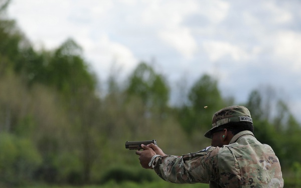 Region II Best Warrior Competitors conduct the Norwegian Pistol Qualification