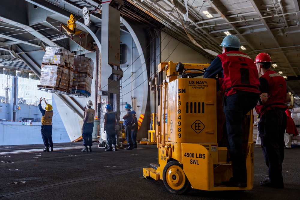 Abraham Lincoln Conducts a Replenishment-at-Sea with Carl Brashear